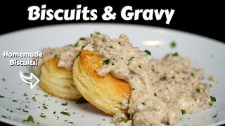 Quick and EASY Biscuits amp Gravy  Homemade Biscuit Recipe [upl. by Sirkin]