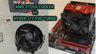 AMD Wraith Stealth stock cooler vs Hyper 212 evo turbo  Ryzen 2200g [upl. by Ahsel]