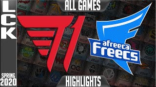 T1 vs AF Highlights ALL GAMES  LCK Spring 2020 W9D1  T1 vs Afreeca Freecs [upl. by Sainana504]