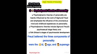 Five major theories of personalityshort notesTheories of Personality Psychology [upl. by Yclehc]