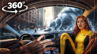 360° CITY FLOOD AFTER TSUNAMI 1  Escape in Car with Girlfriend Roller Coaster VR 360 Video 4k [upl. by Rahs]