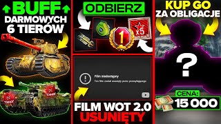 DARMOWE 6 TIERY FILM z WOT 20 USUNIĘTY ODBIERZ NAGRODY i OP CZOŁG za OBLIGACJE [upl. by Ydissac293]