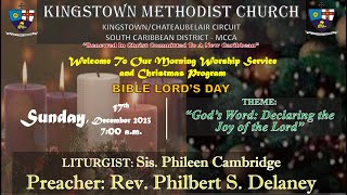 Kingstown Methodist Church Morning Worship Service Sunday December 17th 2023 at 700 am [upl. by Bender]