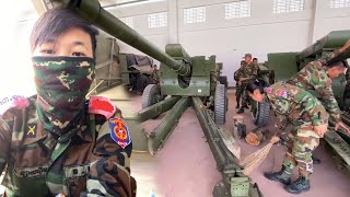 Fun time cleaning 122mm howitzer  សម្អាតកាំភ្លើងធំ ១២២មម [upl. by Edris]