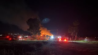 Abandoned structure on fire on Love Lane in Victorville [upl. by Eenaffit]