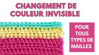 Comment changer de couleur au crochet  méthode simple invisible  tuto crochet pour débuter facile [upl. by Joelynn]