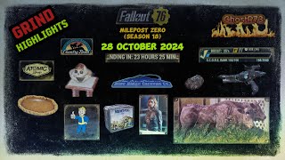 FO76  Grind  28 October 2024 Milepost Zero  Season 18 [upl. by Enitsirhk]