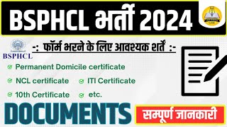 BSPHCL Vacancy 2024  BSPHCL Form fill up 2024 Documents [upl. by Trueman]