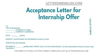 Acceptance Letter For Internship Offer  Sample Letter of Acceptance for Internship Offer [upl. by Yanal181]