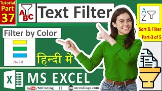 MSEXCEL37Text Filter in Excel  Filter by Color  Filter Duplicate Value  Excel Sort and Filter [upl. by Anirdna]