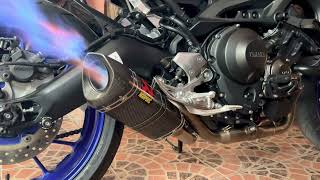 Yamaha MT09 2020 with Akrapovic Racing Line Carbon Full Exhaust System [upl. by Kerwon758]