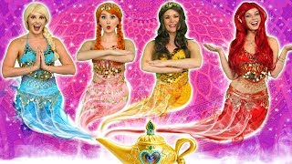 DISNEY PRINCESS GENIES What Happens to Ariel Elsa Belle Jasmine Rapunzel and Anna [upl. by Cara]