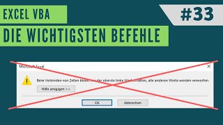 EXCEL VBA Die wichtigsten Befehle 33  Zellen verbinden amp Warnmeldungen ignorieren [upl. by Gnouh]