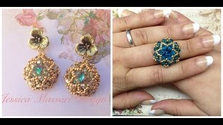 Tutorial Anello Orecchini Swarovski e Superduo quot Paradisequot [upl. by Ahsilra]