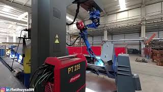 Yaskawa Motoman Dx200 Robot Welding on Decanter Chassis [upl. by Yssirc]