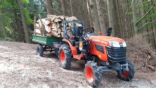 KUBOTA B1241 wood transport [upl. by Atsirak]