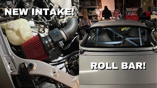 NB Miata Gets CUSTOM Intake  Roll Bar Install [upl. by Ahtrim]