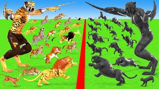 Prehistoric Big Cats VS Shadow Itself Mammals Size Saber Tooth Tiger Lion Cheetah Jaguar Smilodon [upl. by Yelsna]