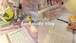 4am productive study vlog📔🍧lots of studying cleaning my room organising skincare snack haul⋆𐙚 [upl. by Anatollo]