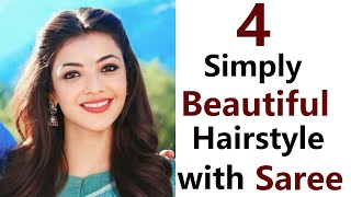 4 Simply pretty hairstyle with Saree look  easy quick hairstyle  hairstyle 2023 [upl. by Keely]