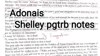 Adonais by Shelley pgtrb notes [upl. by Meijer]