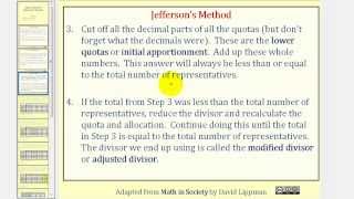 Apportionment Jeffersons Method [upl. by Noach]