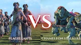 WARHAMMER III Total War  Flagellants VS Chameleon Stalkers [upl. by Alleen133]