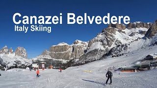 Skiing Italy Canazei Belvedere [upl. by Lleret]