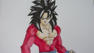 How to draw Goku Super Saiyan 4 SSJ4 孫 悟空 超サイヤ人4 [upl. by Hallimaj311]