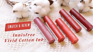 ♡ SWATCH amp REVIEW  SON INNISFREE VIVID COTTON INK Autumn Maple Edition  Mai Ngọc ♡ [upl. by Lanti60]