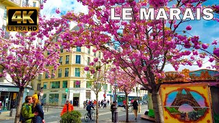 Paris France  Le Marais  Paris 4K Walking Tour  Spring Season in Paris [upl. by Gottlieb]