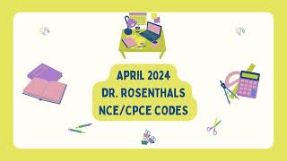 April 2024 Dr Rosenthals Purple Book NCECPCE Codes exam nationalcounselingexam quizziz [upl. by Thorin439]