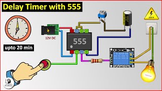 Time Delay Relay circuit using 555 timer IC  Off delay timer Switch  UTSOURCE [upl. by Neggem]