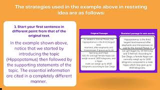 Restating Sentences and Summarizing Information from Various Text Types [upl. by Ahseenal]