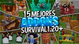 😯Top 15 MEJORES ADDONS SURVIVAL para MINECRAFT 120 12051 BEDROCK y PE ADDONS MINECRAFT PE 120 [upl. by Masson]