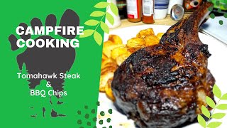 Tomahawk Steak amp BBQ Chips  Camp Cooking [upl. by Rock]