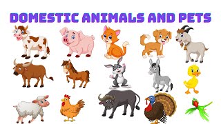 Learn Domestic Animals and pets Domestic animals names in English Domestic animals Animals pets [upl. by Doolittle]