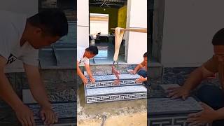 The door carved stone step installation processEfficient craftsman shorts [upl. by Ruddy298]