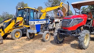 Jcb 3dx Eco Backhoe Loader Machine Loading Red Mud In Mahindra and Swaraj Tractor  Jcb and Tractor [upl. by Lledualc]