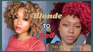 Watch me go from BLONDE to BURGUNDYRED  MINI BIG CHOP Using Kiss Colors and Loreal Hicolor Red [upl. by Licastro]