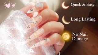 PRESS ON NAILS TUTORIAL 💕✨️ Lasting Forever  No Nail Damage [upl. by Jaala]