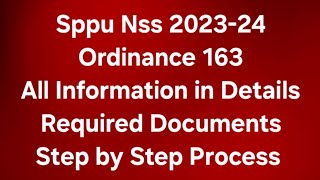 Sppu  NSS Ordinance 163  All Information in Details [upl. by Nytsud535]