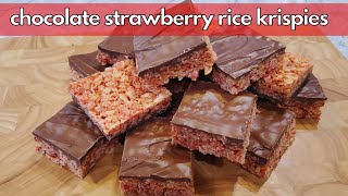 Chocolate Strawberry Rice Krispies Treats  Super EASY Recipe [upl. by Irac424]