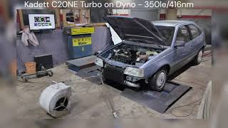 Kadett C20NE Turbo on Dyno  350le 416nm [upl. by Yerahcaz]