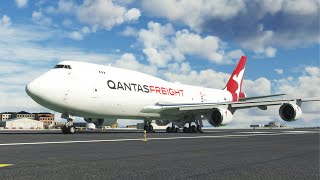 Dangerous Landing Qantas Boeing 747 at Newark Liberty International Airport  MFS2020 [upl. by Tfat195]