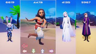 Zootopia Vs Moana Vs Elsa Vs Anna in Dance ARENA  Try Everything How Far Ill Go Let It Go [upl. by Assital]