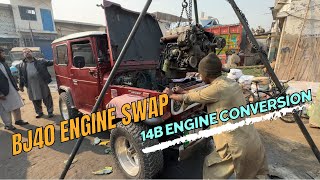 BJ40 FJ40 Engine Swap 14B Engine Conversion  Trail Tales of FJ40 [upl. by Pirzada]