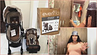 SETTING UP BABYS CLOSET amp EVENFLO STROLLER [upl. by Gonyea463]