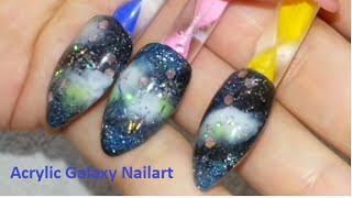 Easy Almond Shaped Acrylic Galaxy Nails [upl. by Areek110]