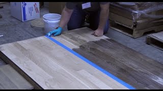 Staining a Hardwood Floor with Vinegar and Steel Wool [upl. by Irreg596]